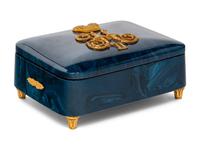 A Russian Gilt Metal Mounted Blue Variegated Hardstone Box and Cover