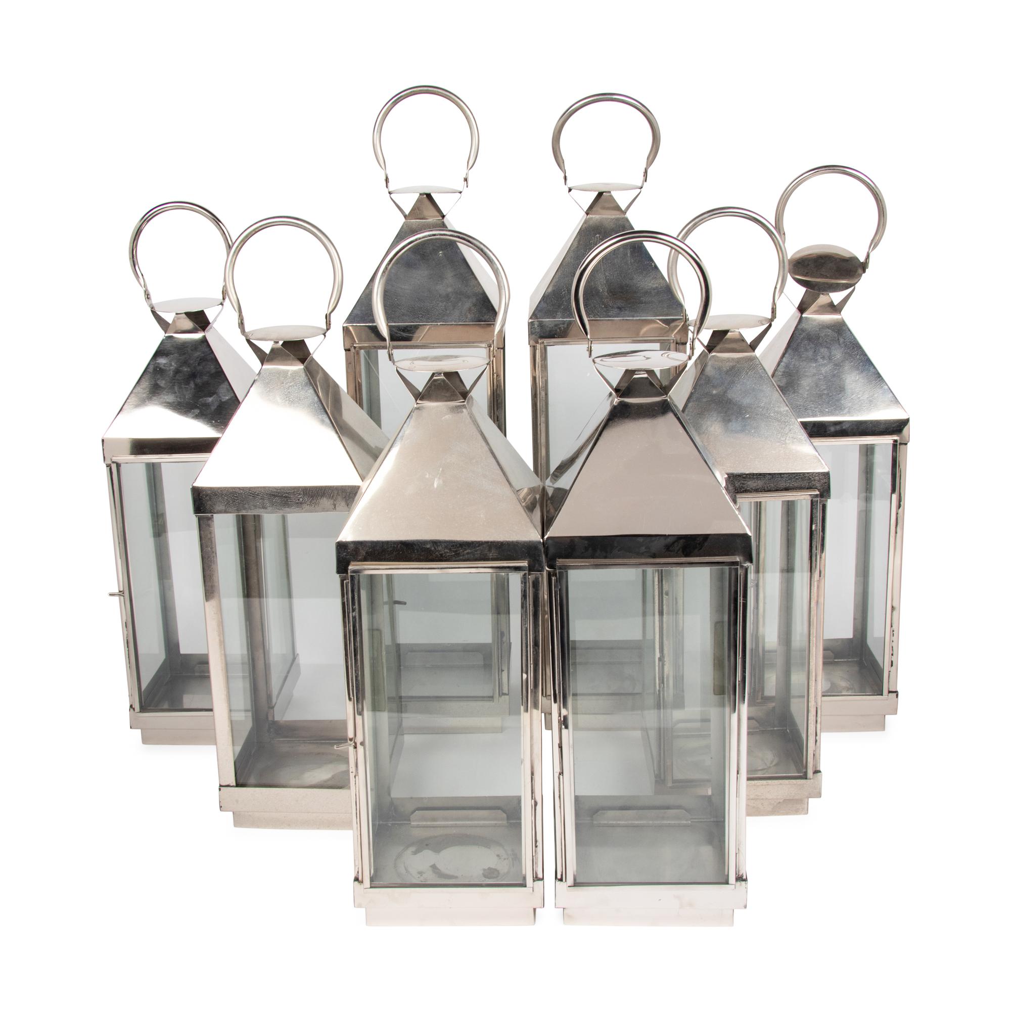 A Set of Eight Polished Nickel Lanterns