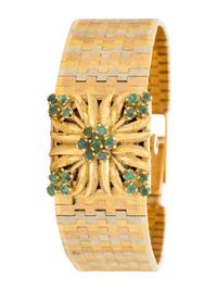 TRICOLOR GOLD AND EMERALD SURPRISE WATCH