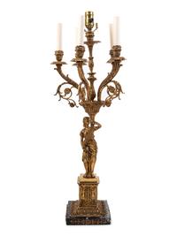 A French Neoclassical Style Gilt Bronze Candelabrum