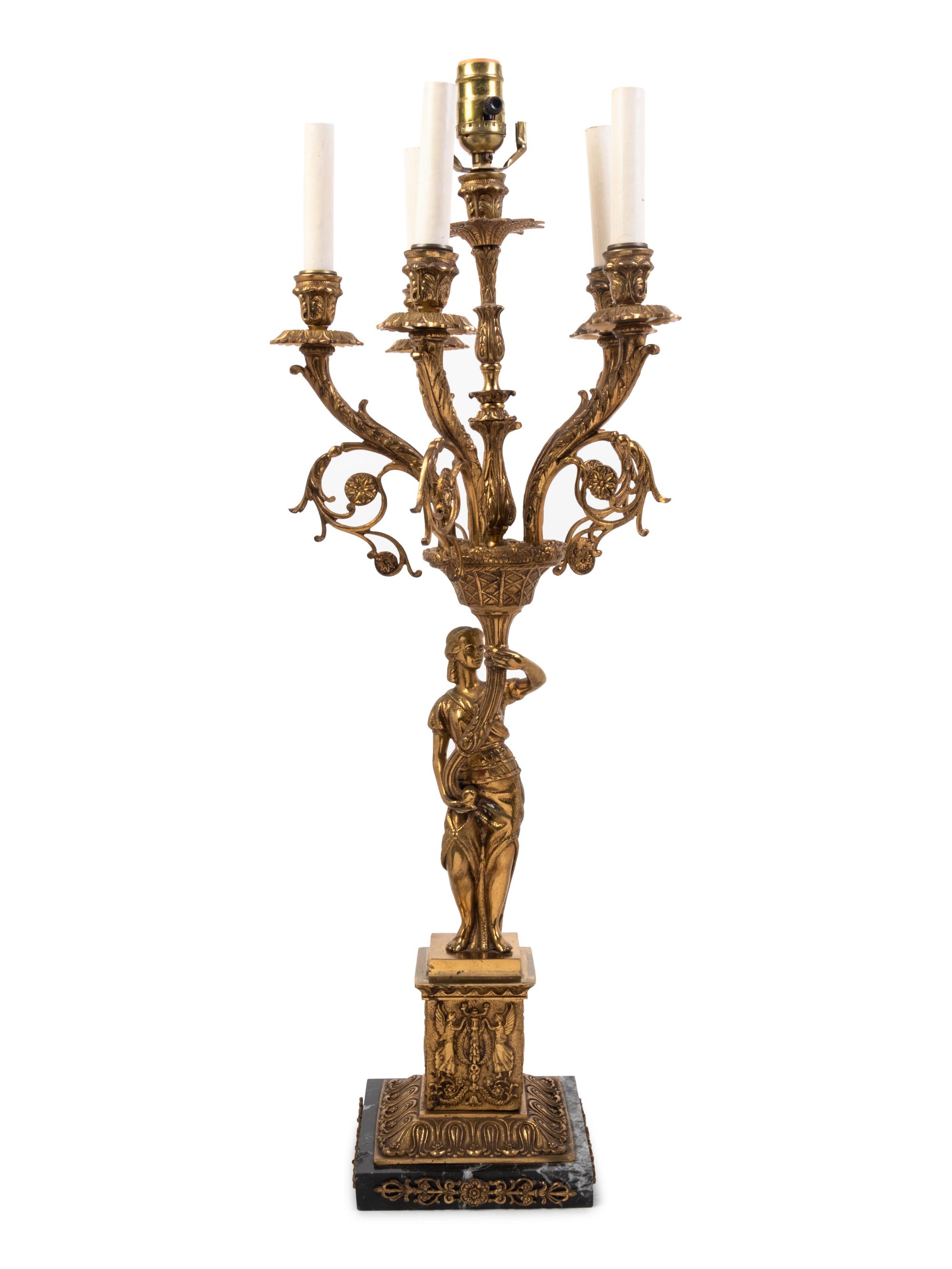 A French Neoclassical Style Gilt Bronze Candelabrum