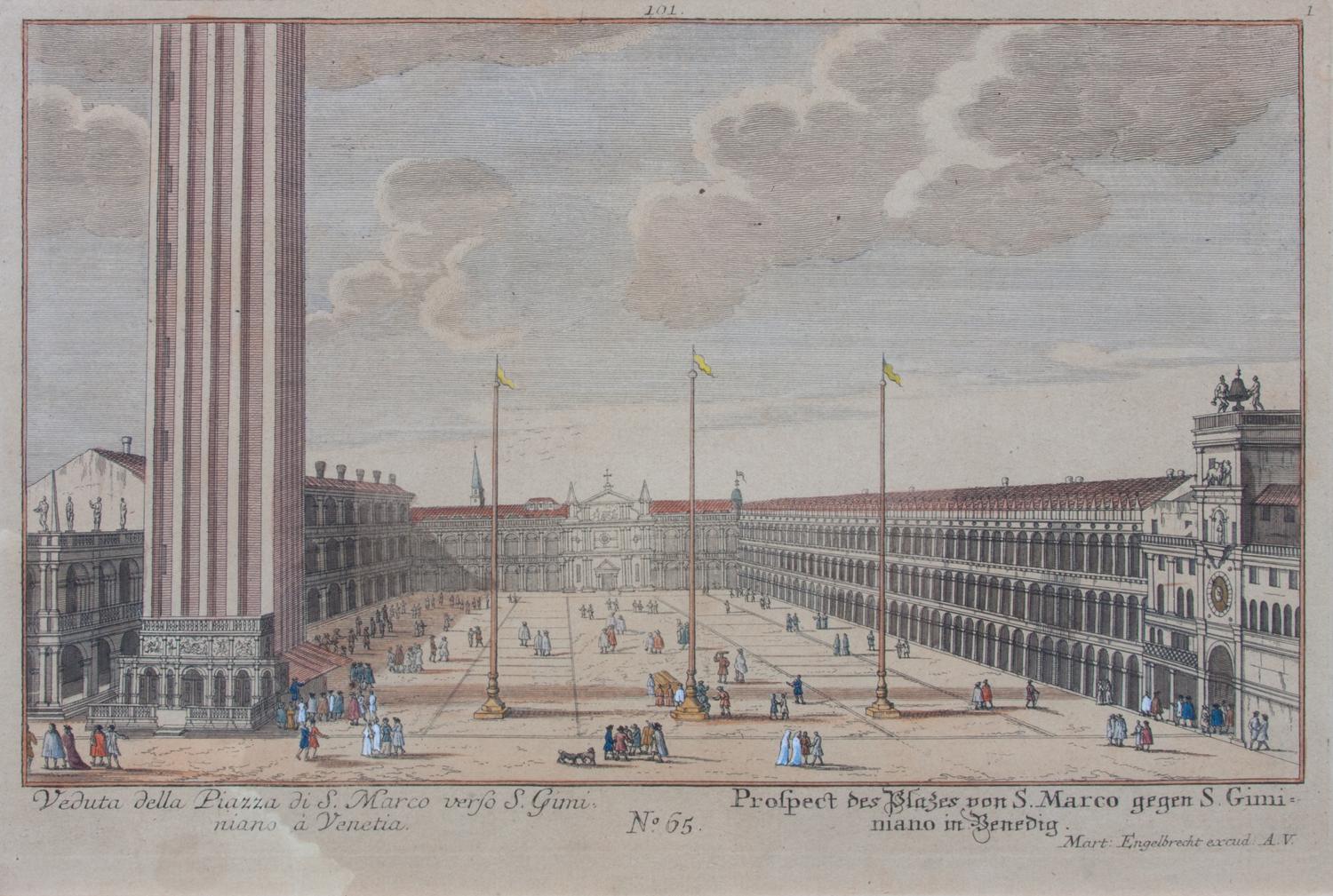 A Set of Four Hand-colored Engravings Each: 7 3/4 x 11 3/4 inches. — AFTER MARTIN ENGELBRECHT, (German, 1684-1756)