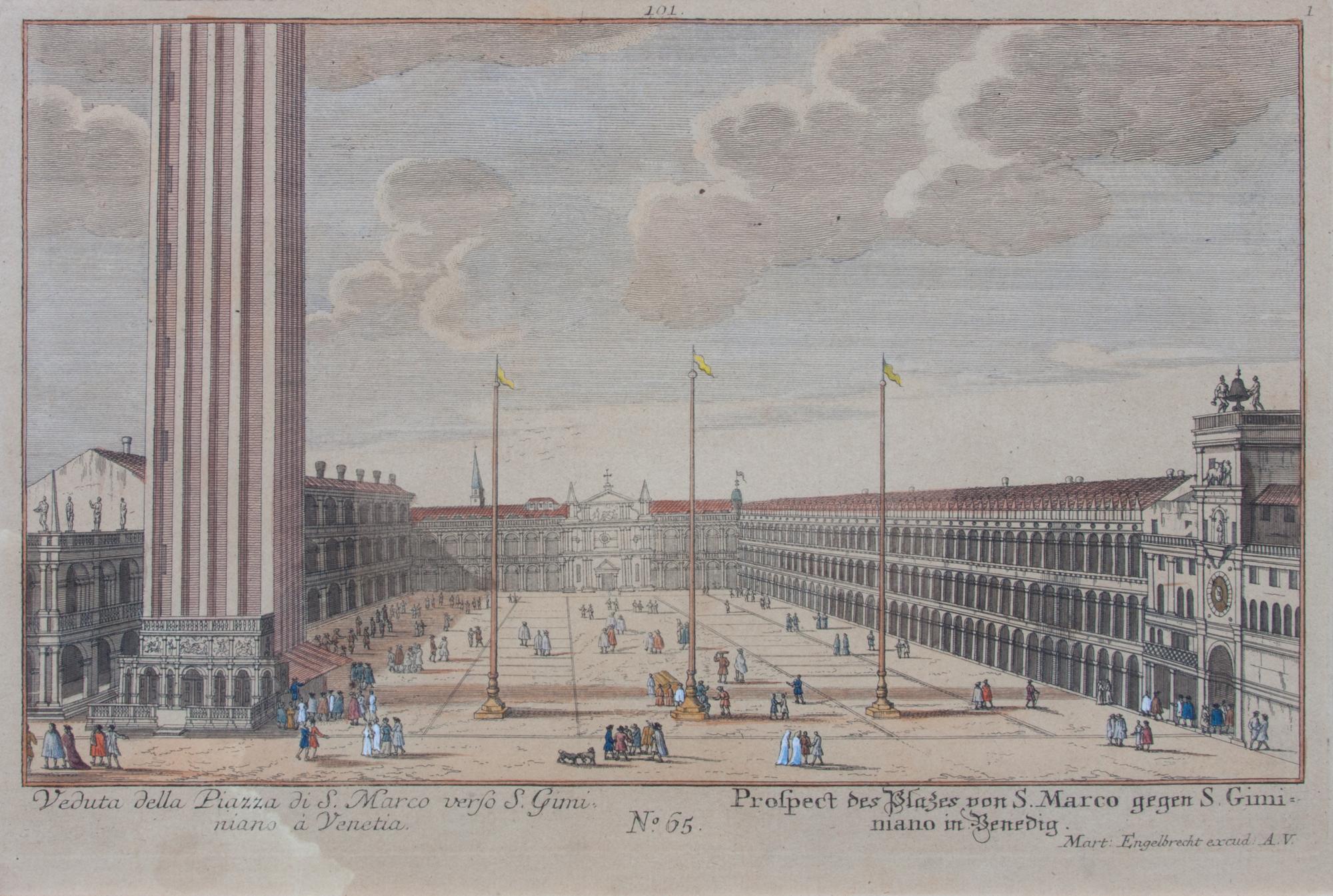 A Set of Four Hand-colored Engravings Each: 7 3/4 x 11 3/4 inches. — AFTER MARTIN ENGELBRECHT, (German, 1684-1756)