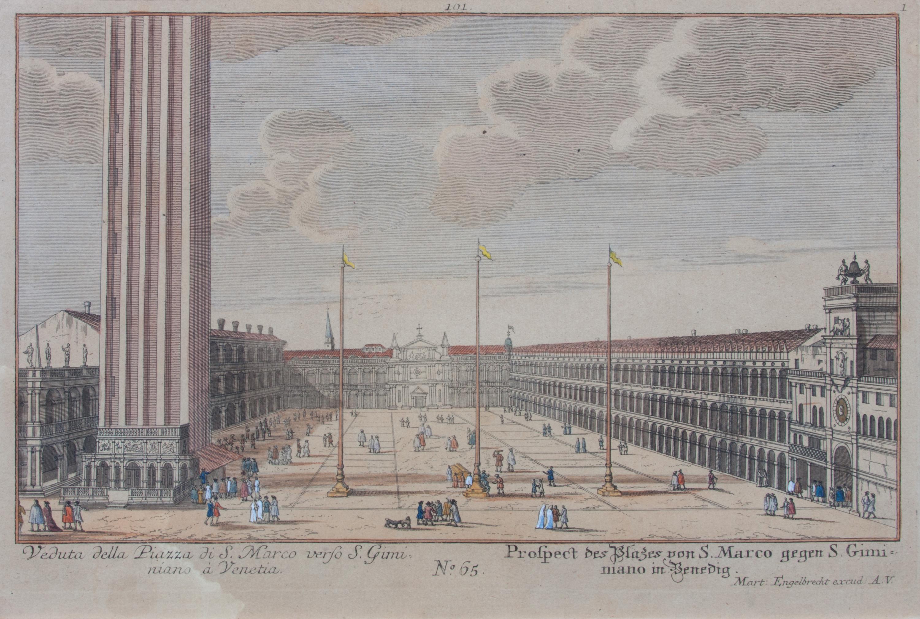 A Set of Four Hand-colored Engravings Each: 7 3/4 x 11 3/4 inches. — AFTER MARTIN ENGELBRECHT, (German, 1684-1756)