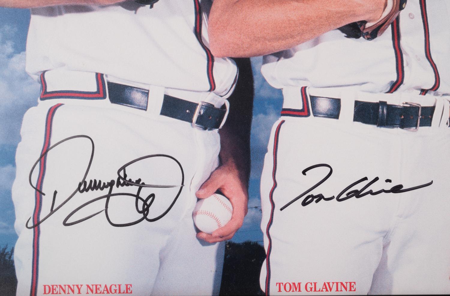 An Atlanta Braves Four Aces Wilson Sporting Goods Signed Autograph Poster Featuring Tom Glavine, Greg Maddux, John Smoltz and Denny Neagle (Beckett Authentication Services Letter),