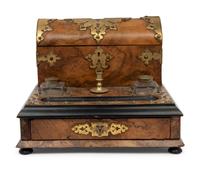 An English Brass Mounted Burlwood Writing Stand