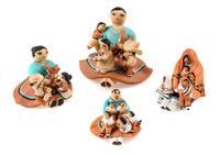 Four Storyteller Figures Height 2 1/4 inches. — Rose Pecos-Sun Rhodes, Jemez, NM (b. 1956)
