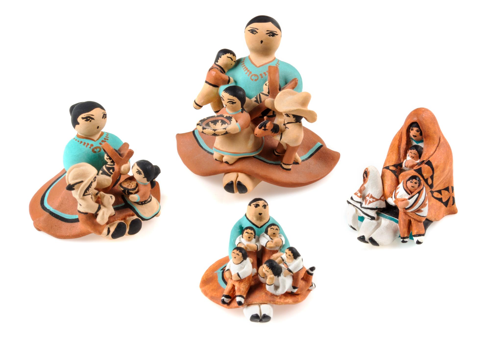 Four Storyteller Figures Height 2 1/4 inches. — Rose Pecos-Sun Rhodes, Jemez, NM (b. 1956)