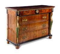 An Empire Style Parcel Gilt Walnut Commode