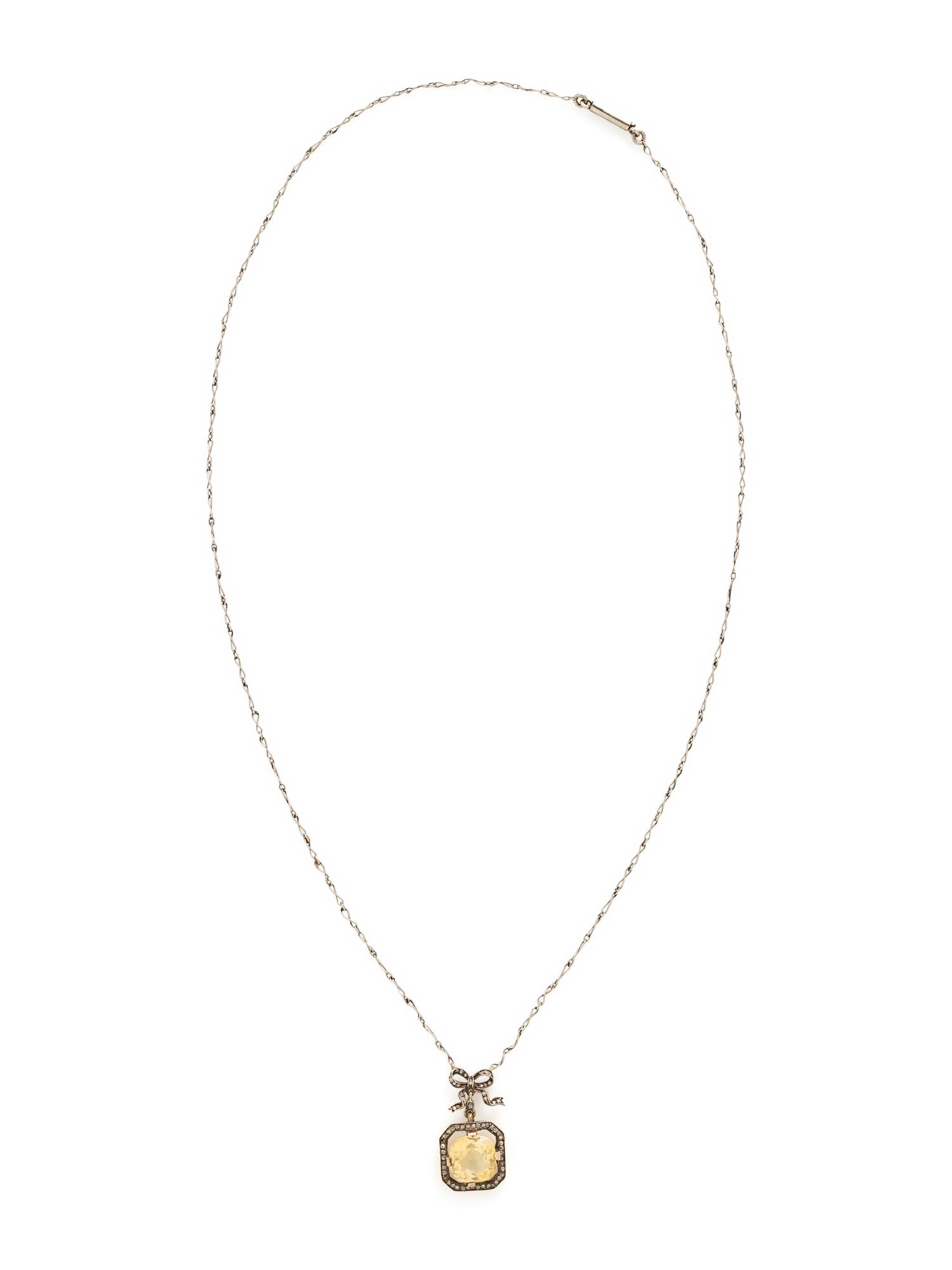 RUSSIAN, ANTIQUE, CITRINE AND DIAMOND NECKLACE