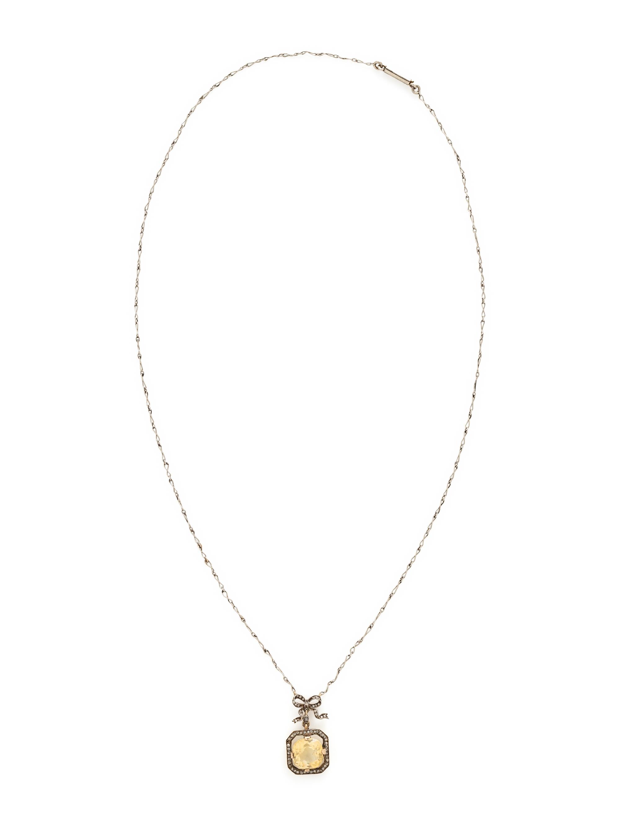 RUSSIAN, ANTIQUE, CITRINE AND DIAMOND NECKLACE