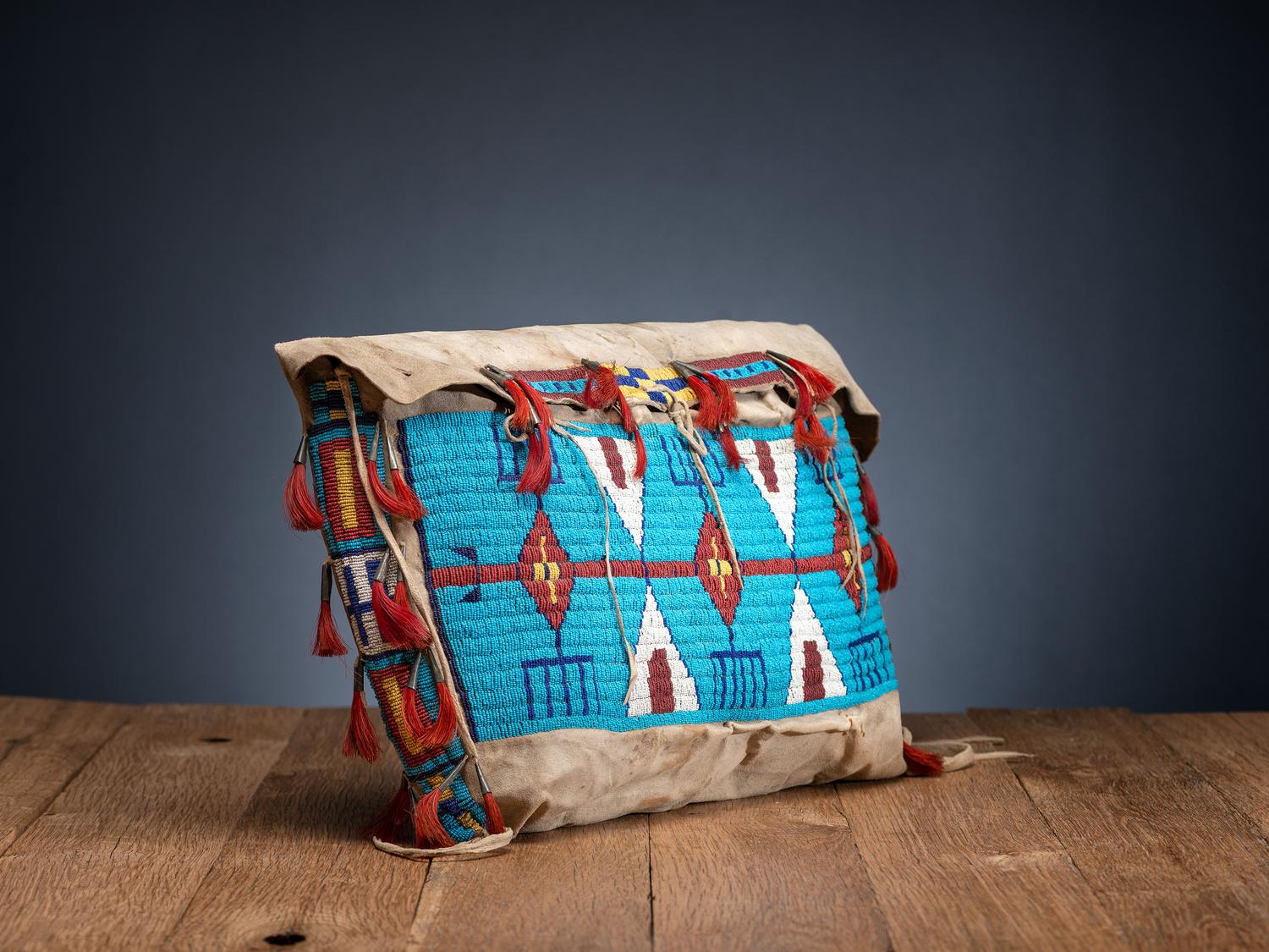 Sioux Beaded Buffalo Hide Possible Bags, Matched Pair