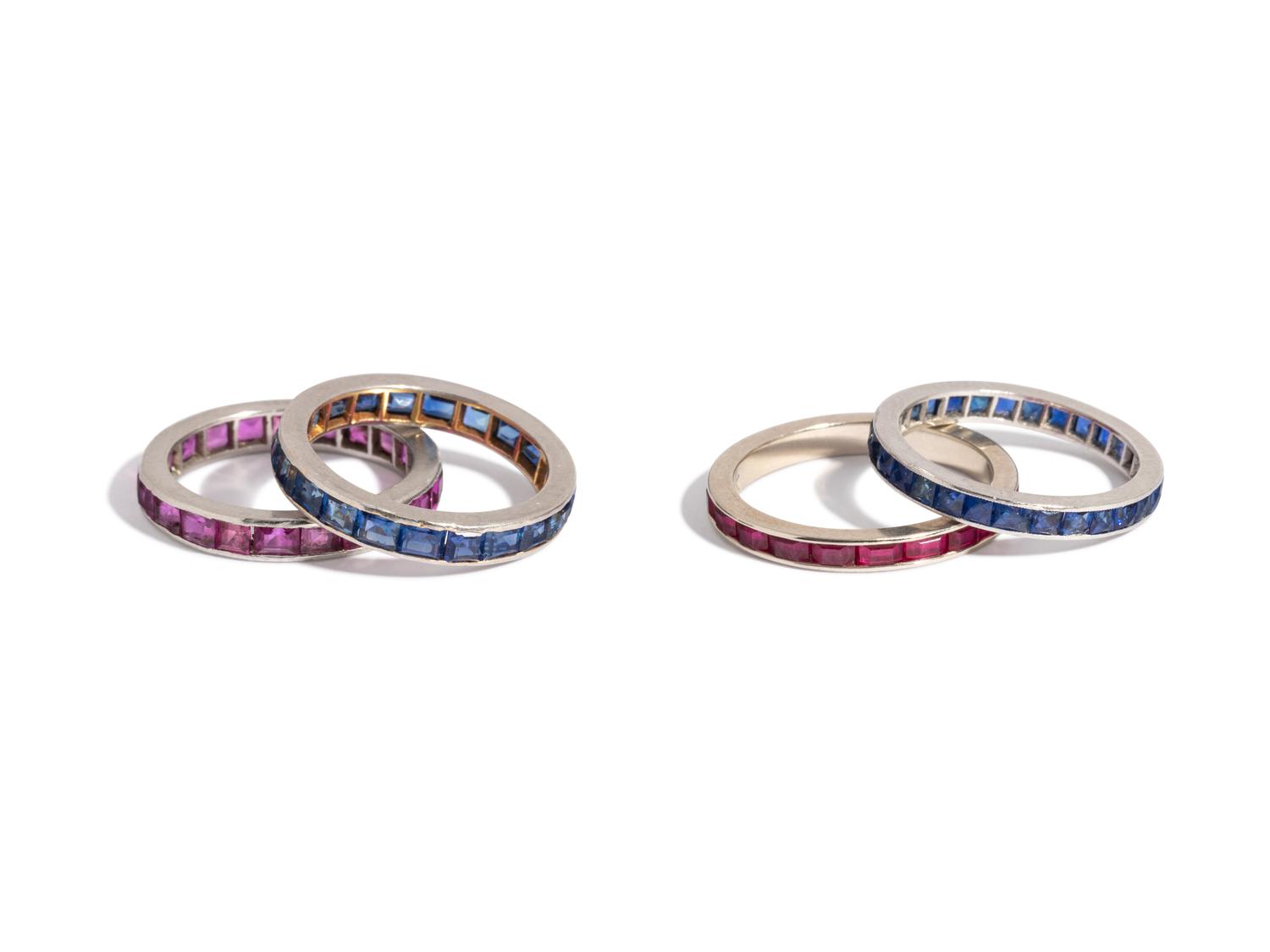 COLLECTION OF GEMSTONE ETERNITY BANDS