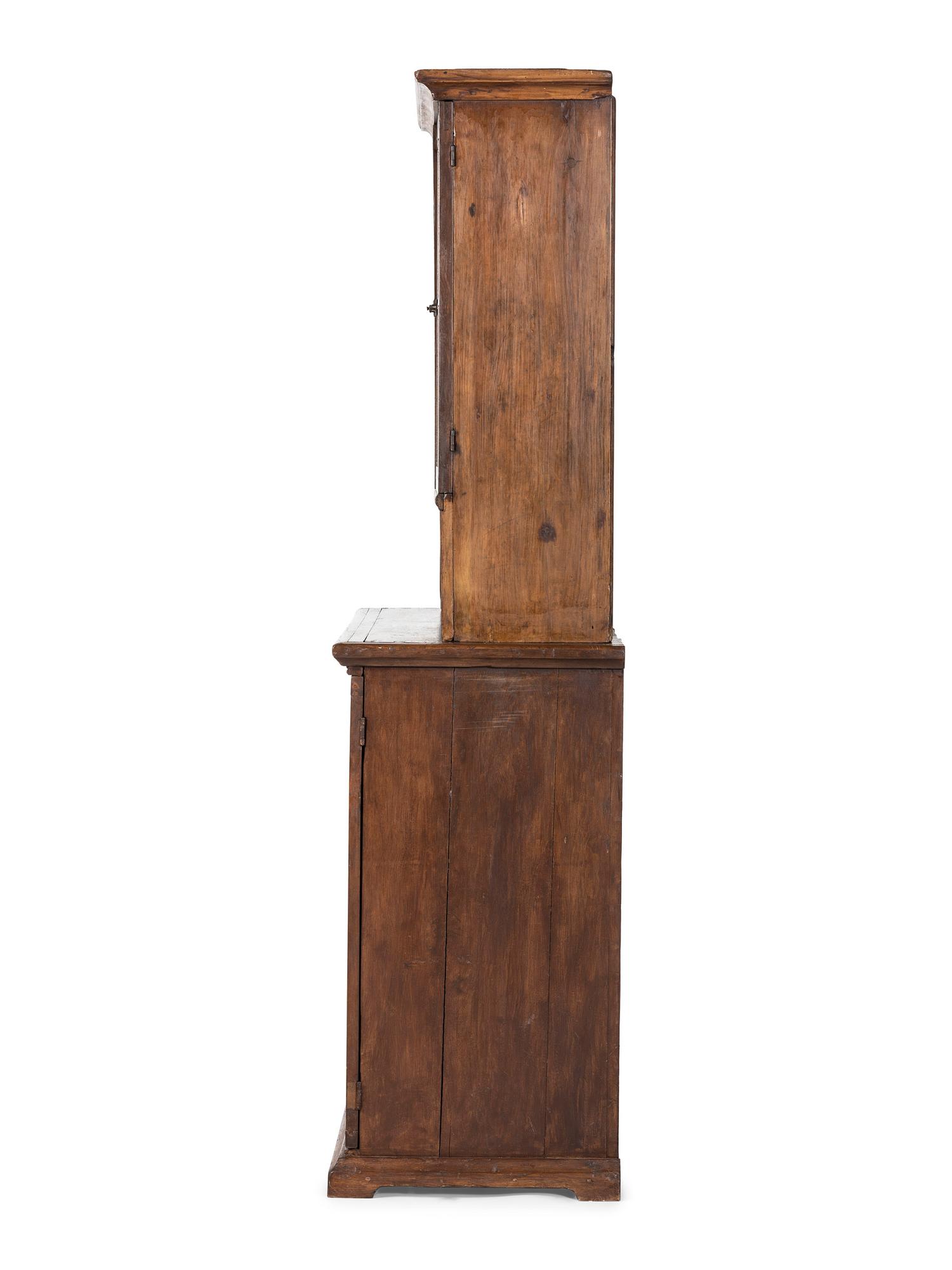 A Country Stained Maple Step-Back Cupboard