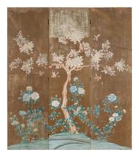 A Chinese Export Hand-Painted Wallpaper Screen