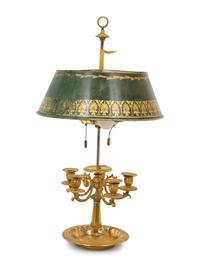 A Louis XVI Style Gilt Bronze Bouillotte Lamp