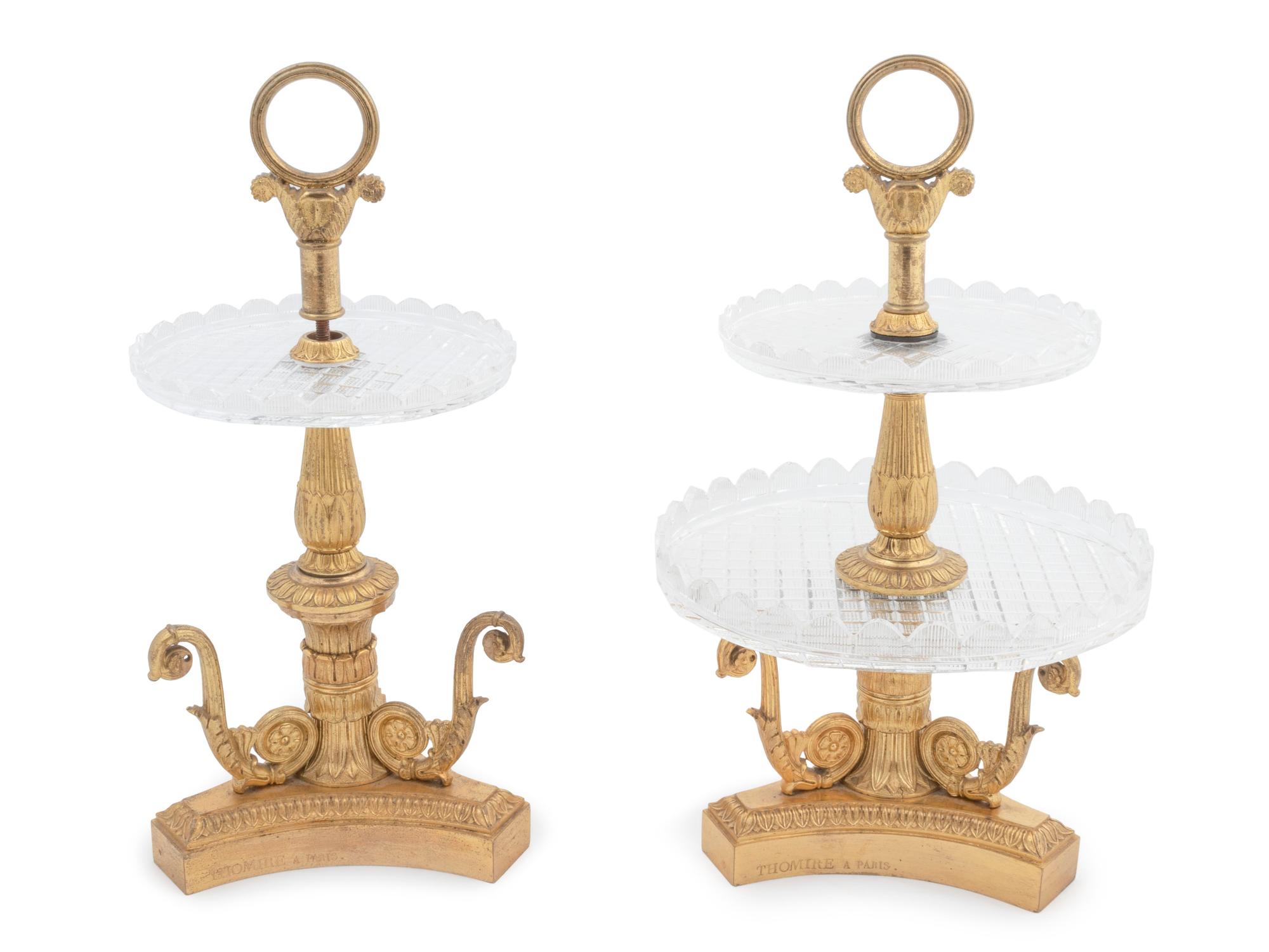 A Pair of French Empire Thomire Signed Gilt Bronze and Cut-Glass Compotes — PIERRE-PHILIPPE THOMIRE, PARIS, FIRST HALF 19TH CENTURY