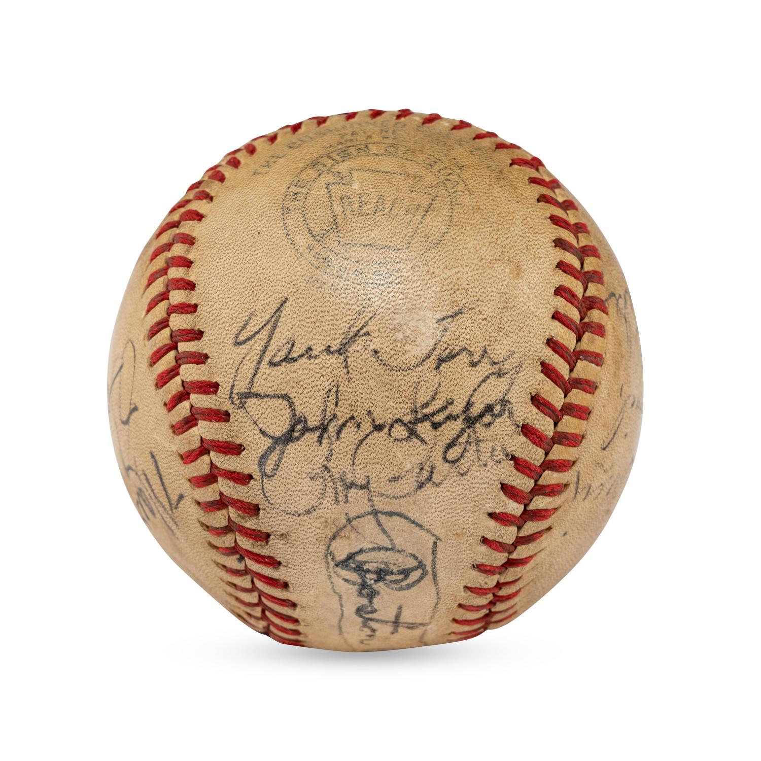 A 1943 Boston Red Sox Partial Team Signed Autograph Baseball (Beckett Authentication Services)