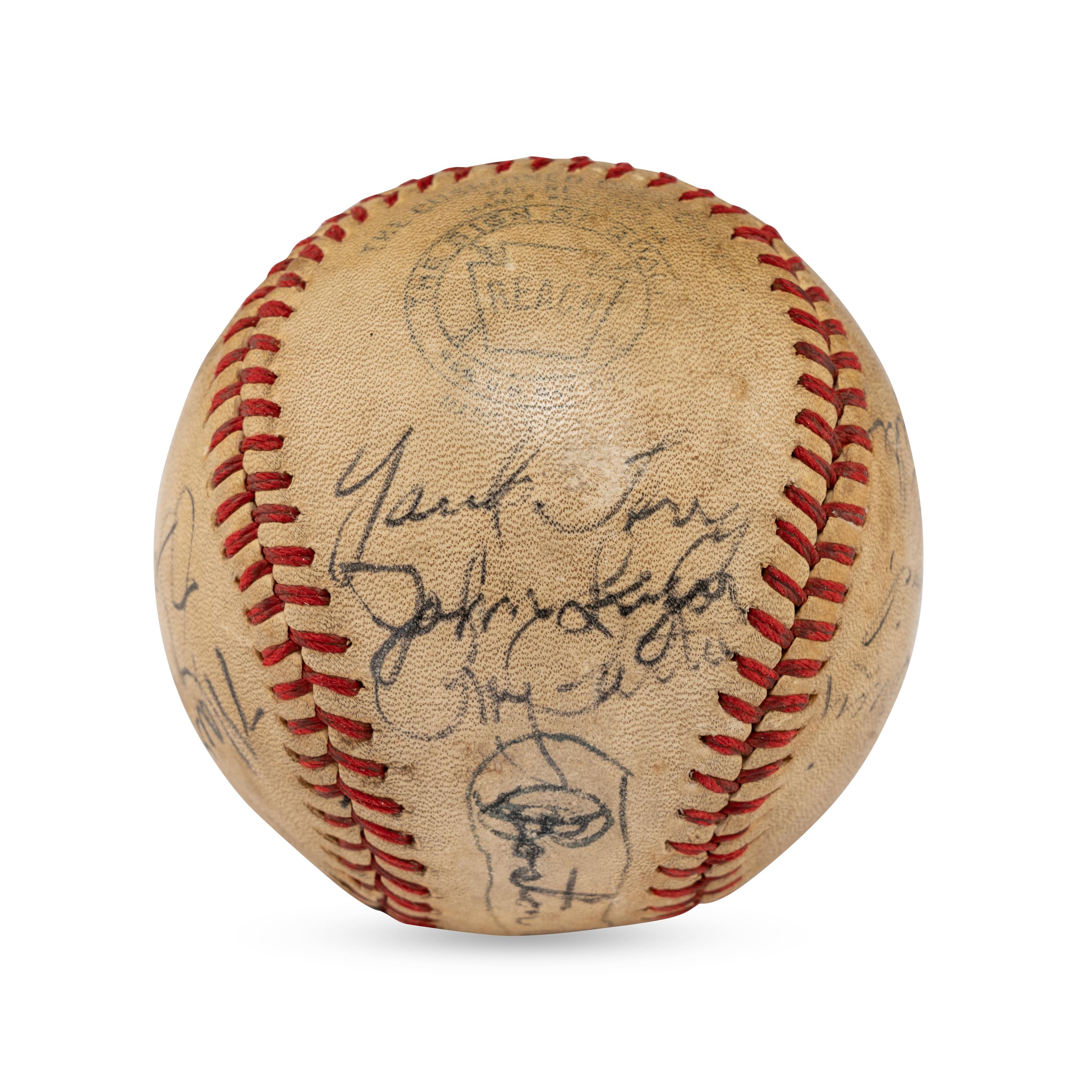A 1943 Boston Red Sox Partial Team Signed Autograph Baseball (Beckett Authentication Services)