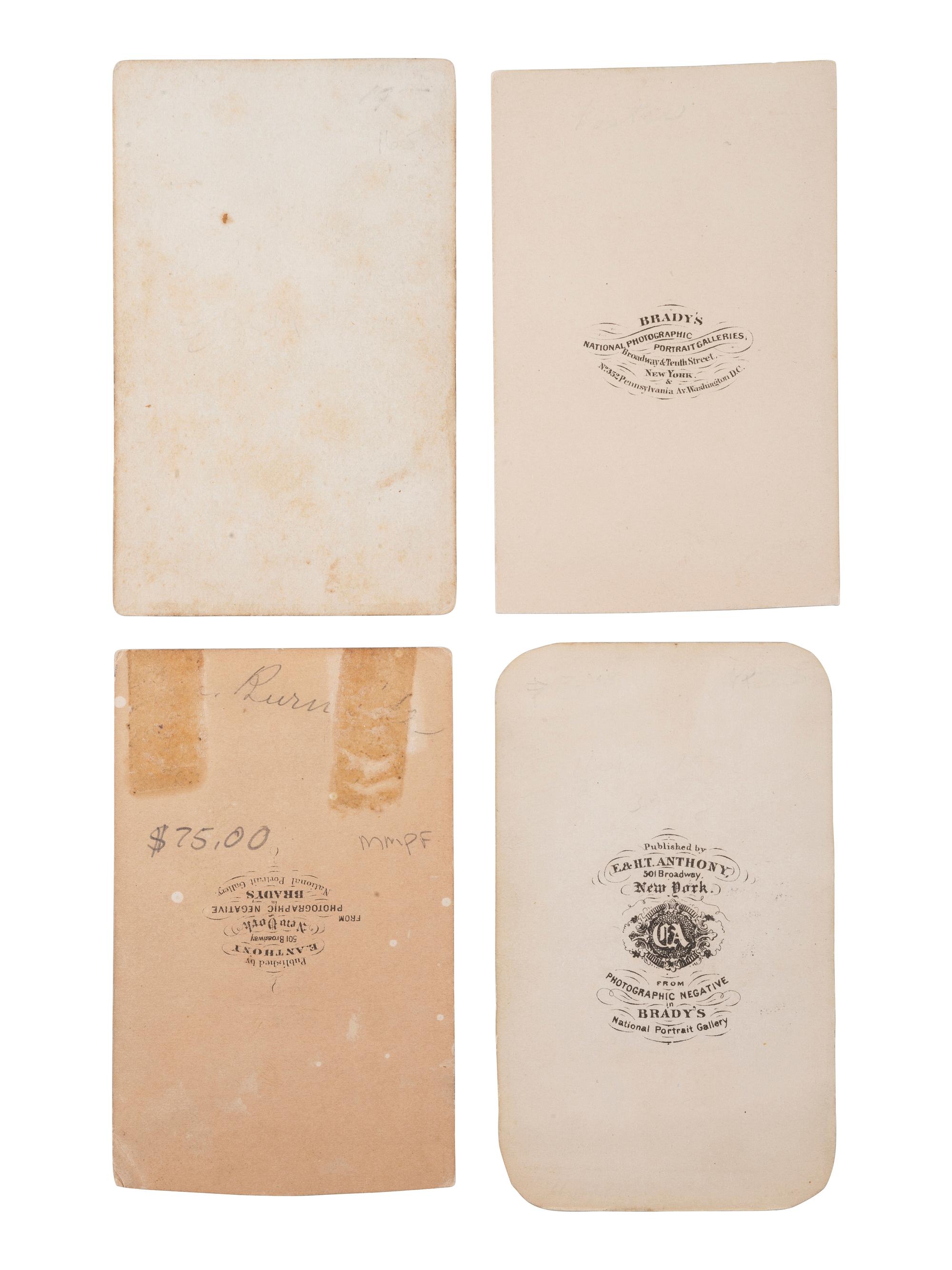 [CIVIL WAR]. 9 images, incl. CDVs of Union generals, many from the Army of the Potomac.