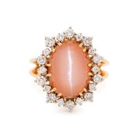 CAT'S EYE MOONSTONE AND DIAMOND RING