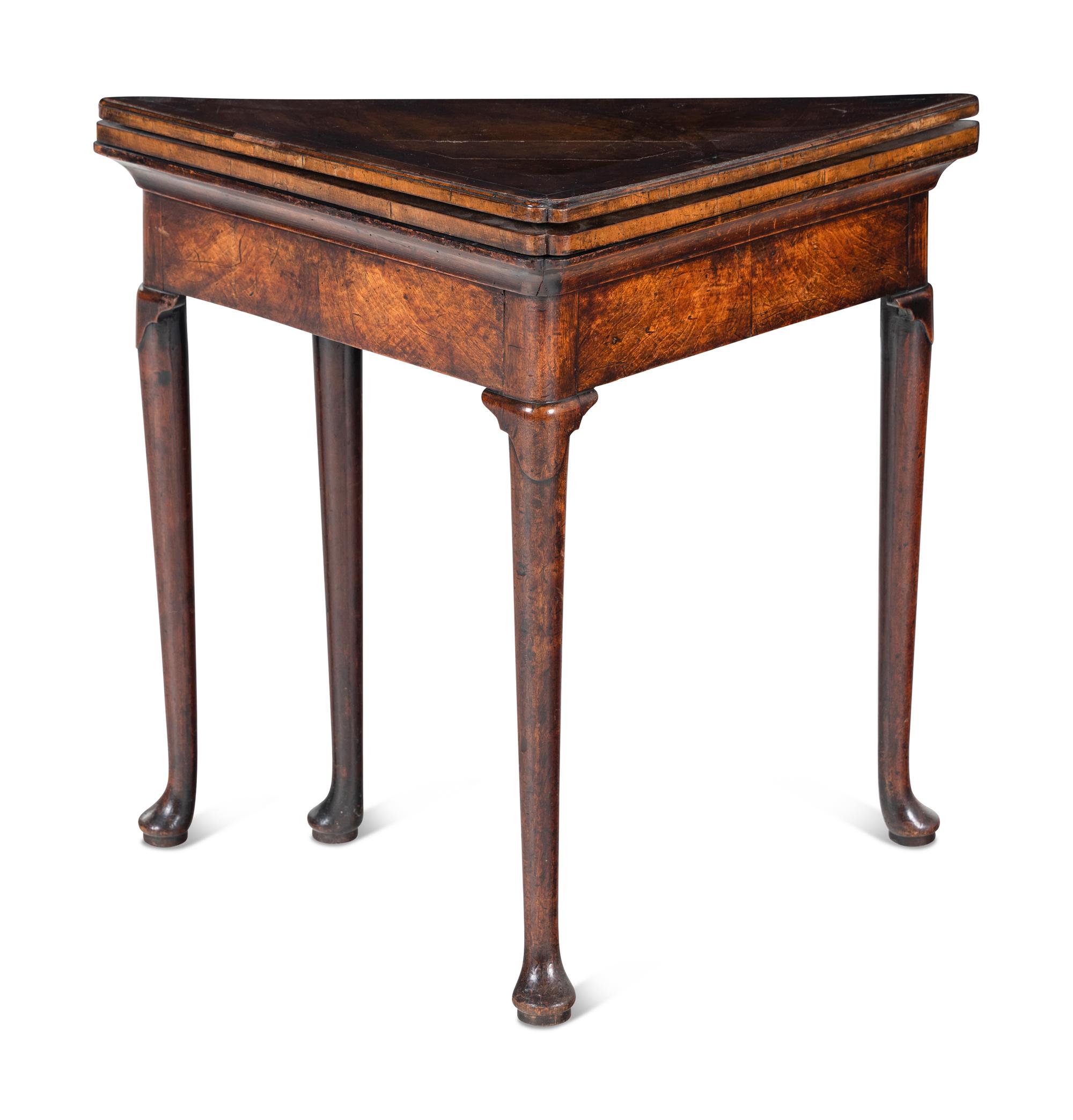 A George III Walnut Flip-Top Corner Table