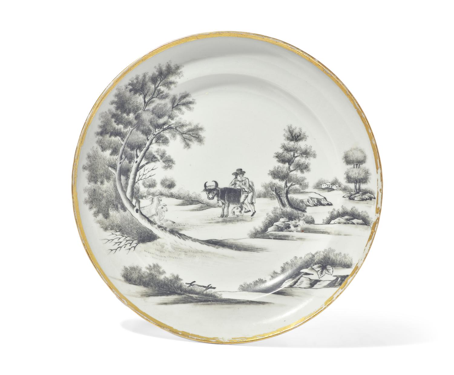 A Chinese Export Porcelain Plate in the "Quaker Farmer" Pattern