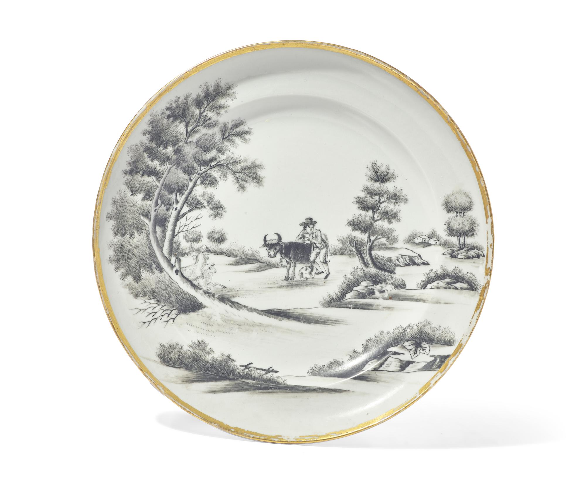 A Chinese Export Porcelain Plate in the "Quaker Farmer" Pattern