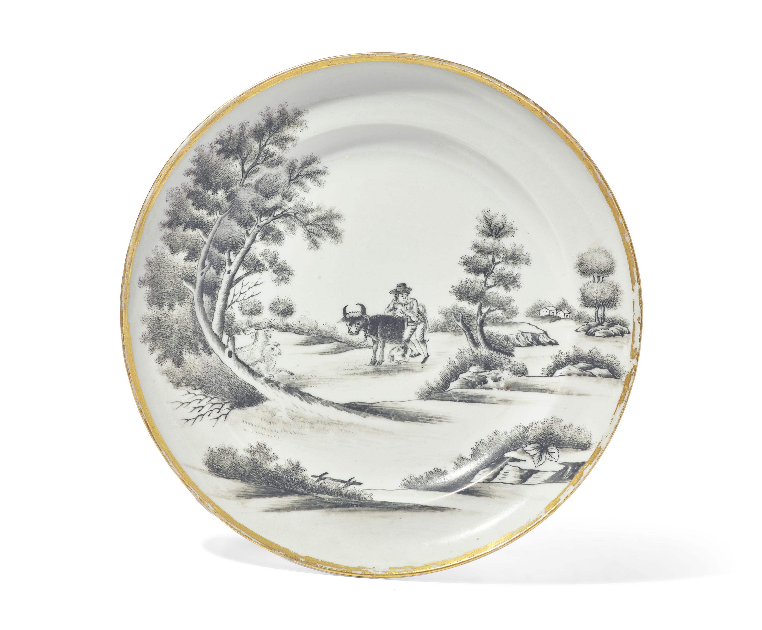A Chinese Export Porcelain Plate in the "Quaker Farmer" Pattern