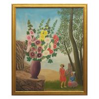 André Bauchant (French, 1873-1958) — Deux Femmes Regardant Les Fleurs, 1928