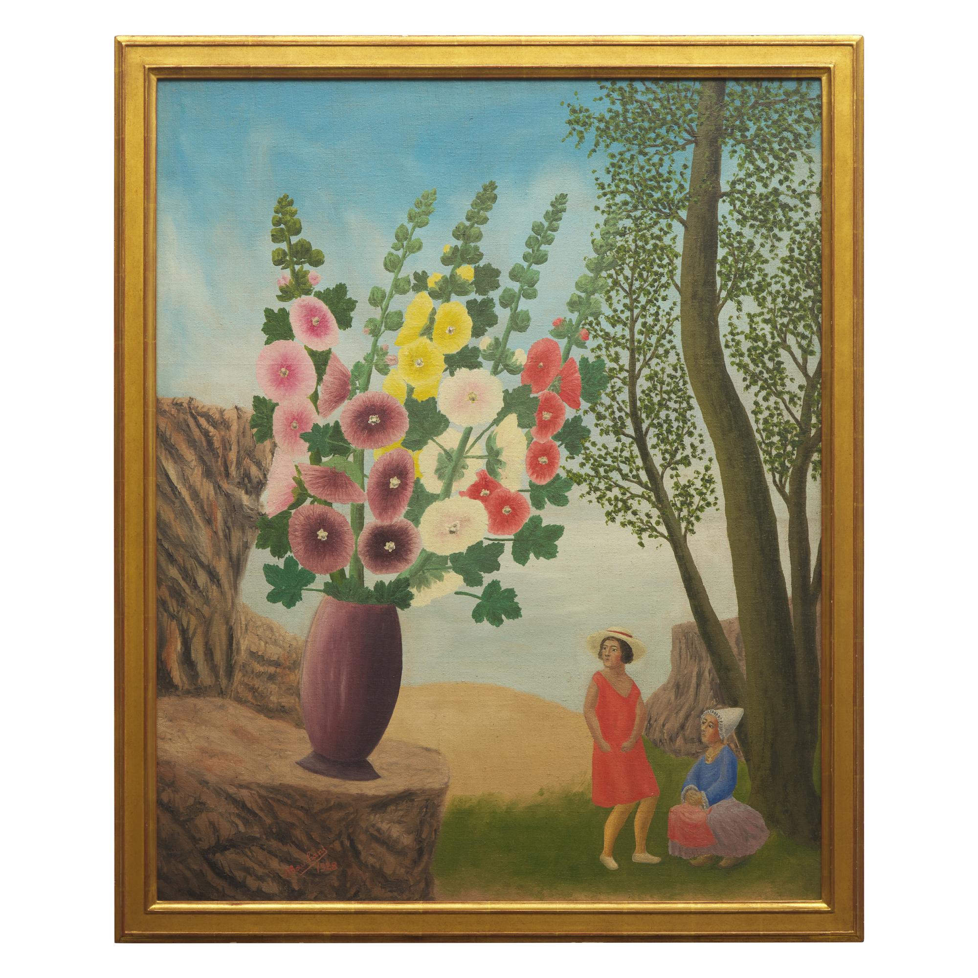 André Bauchant (French, 1873-1958) — Deux Femmes Regardant Les Fleurs, 1928