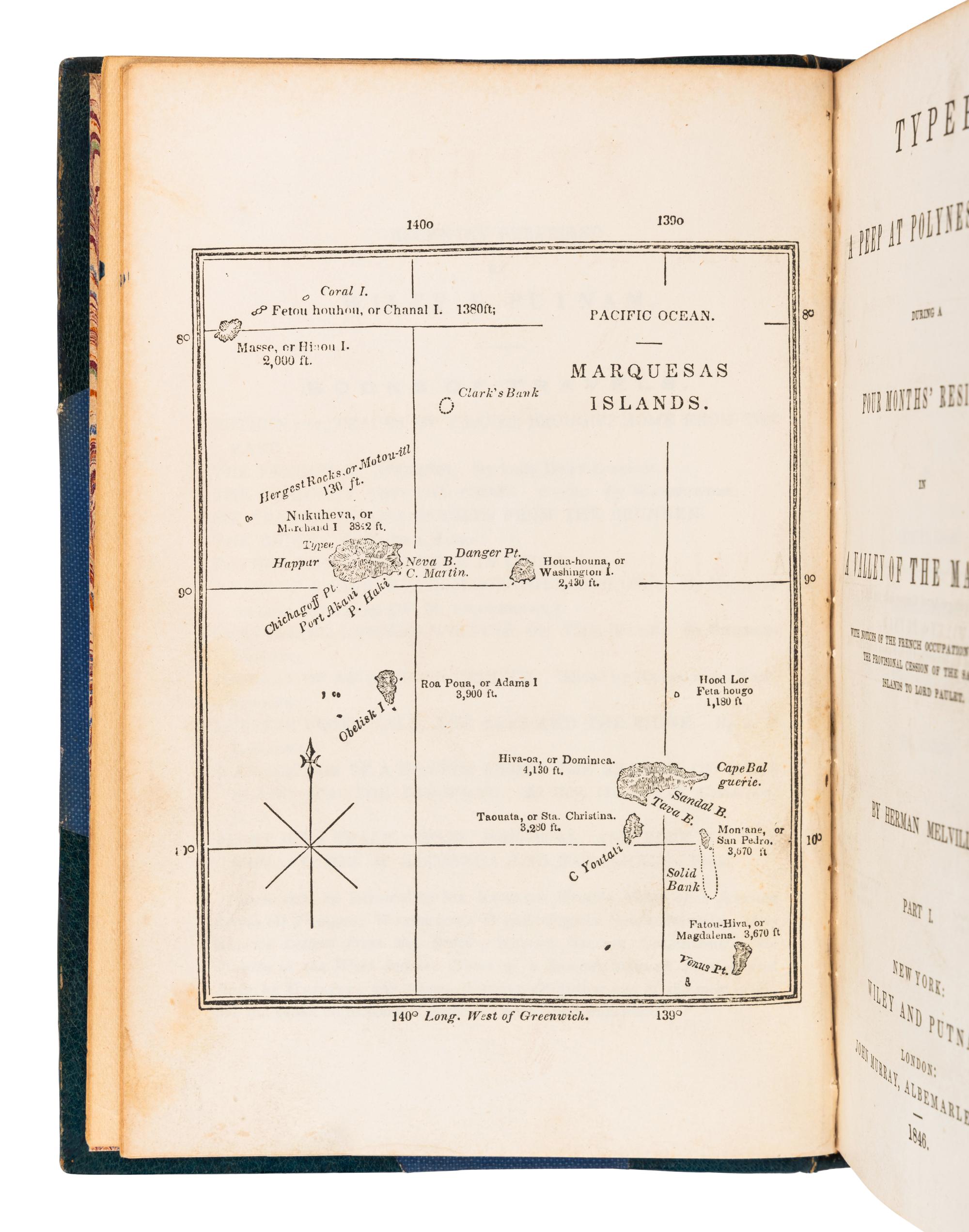 MELVILLE, Herbert (1819-1891). Typee: A Peep at Polynesian Life... New York: Wiley & Putnam, 1846.