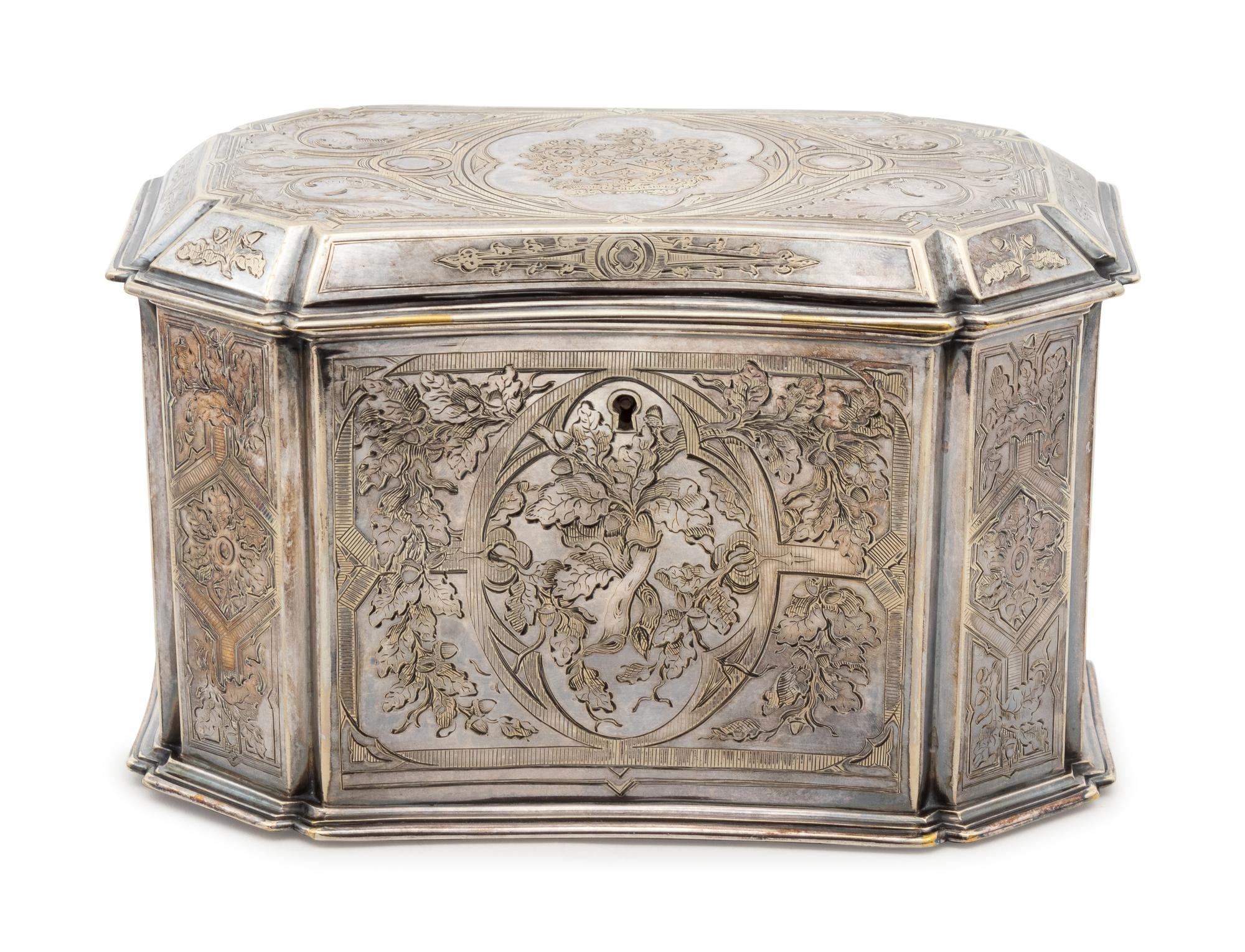 An English Silverplate Tea Chest — ELKINGTON & CO., 1851