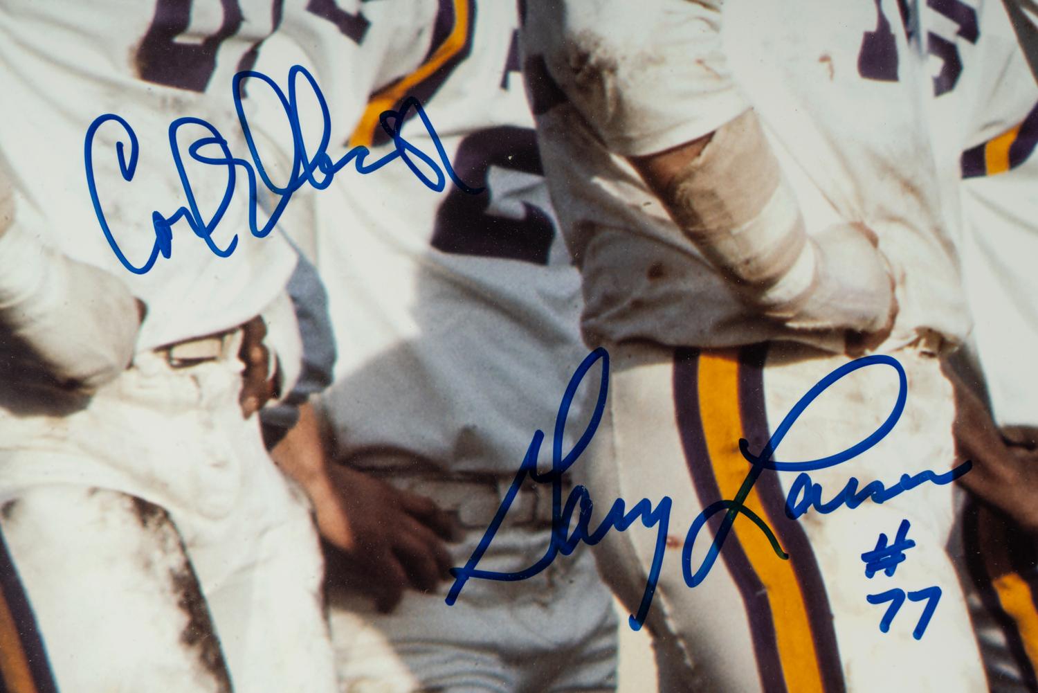 A Minnesota Vikings Purple People Eaters Vikings Signed Autograph Photo Display