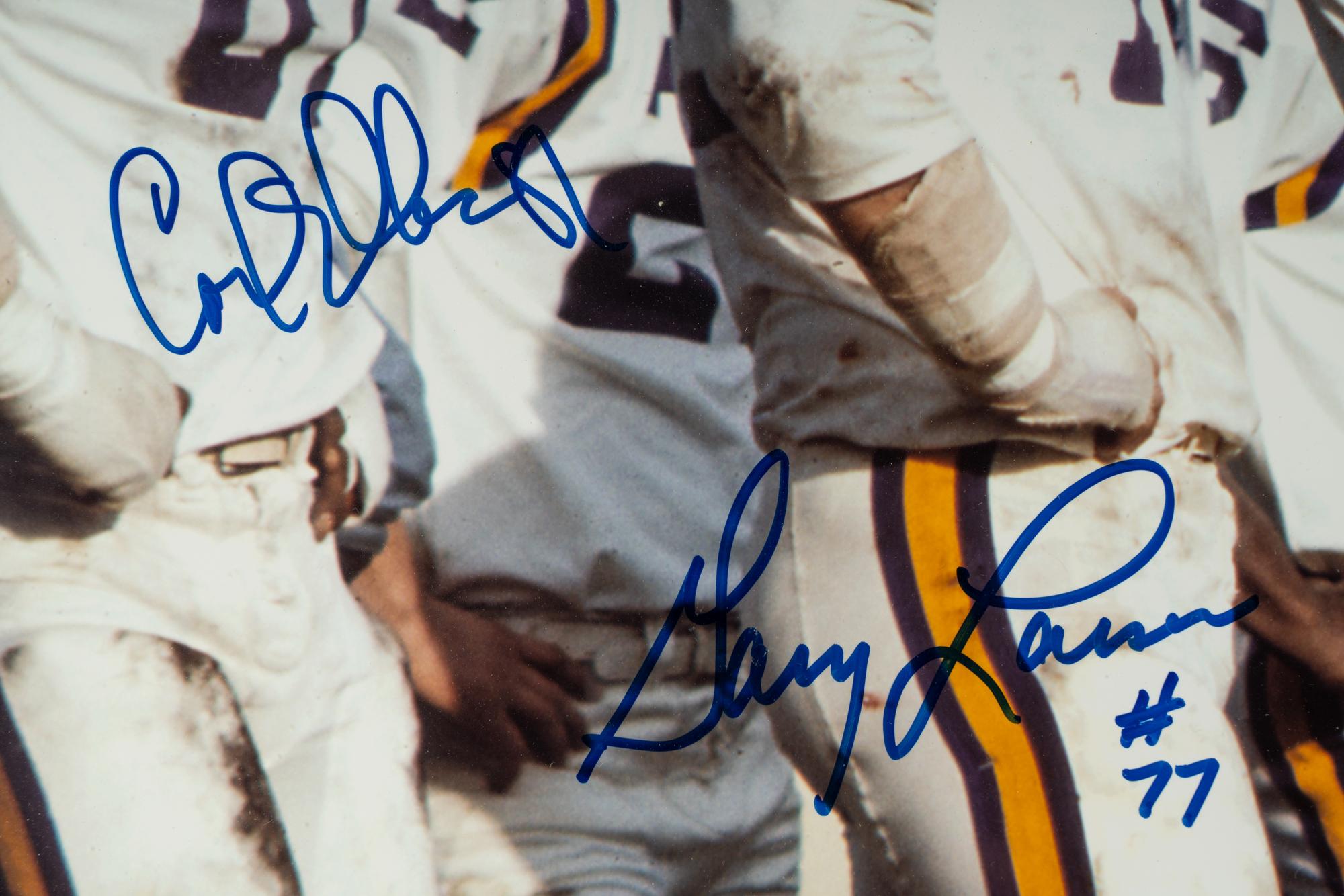 A Minnesota Vikings Purple People Eaters Vikings Signed Autograph Photo Display