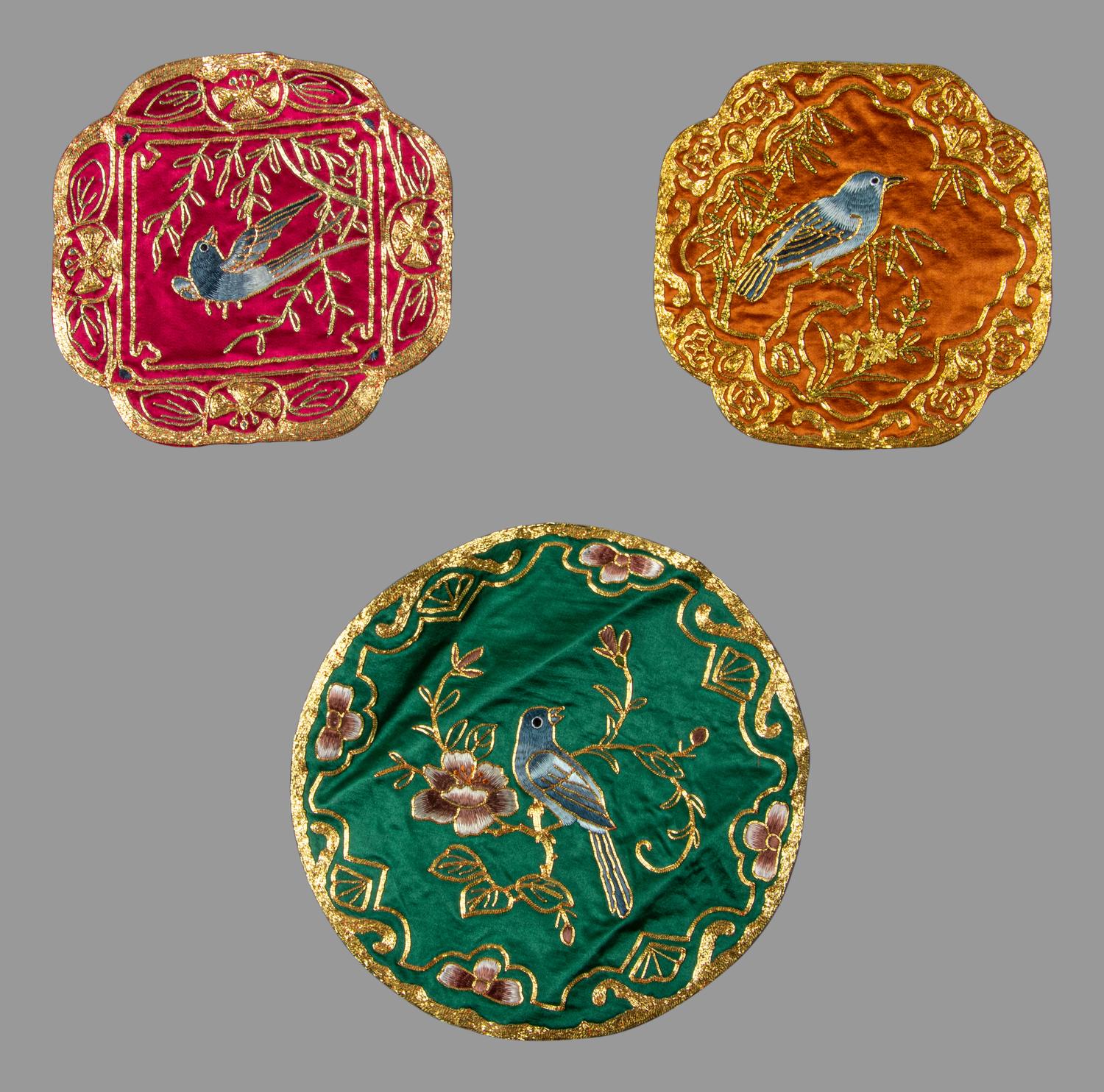 Six Chinese Embroidered Silk Articles and One Painting