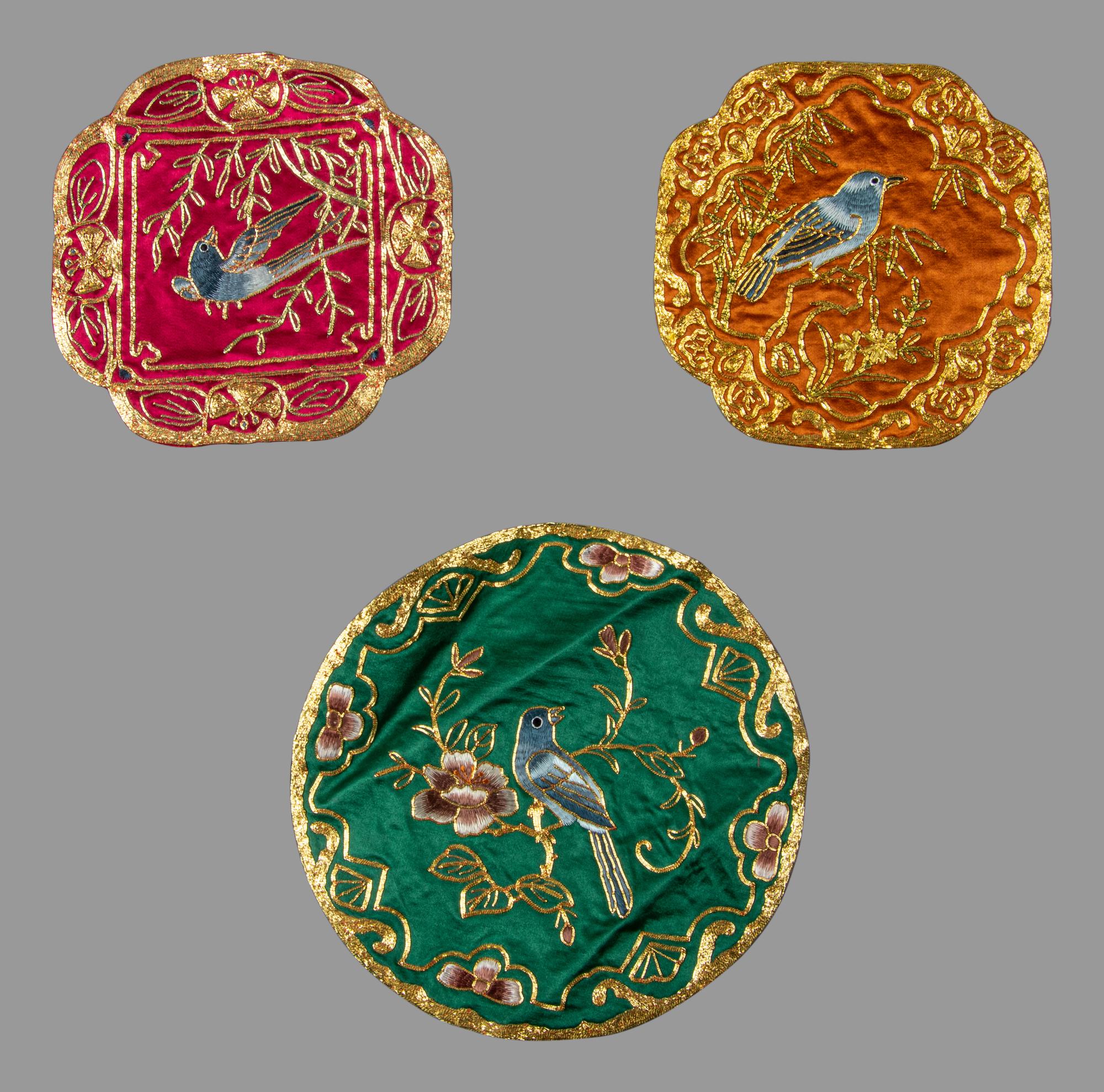 Six Chinese Embroidered Silk Articles and One Painting