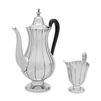 An American Silver Coffee Pot and Creamer