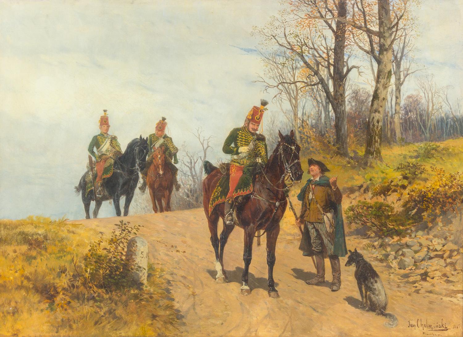 Jan van Chelminski, (Polish, 1851-1925), Roadside Meeting, 1889