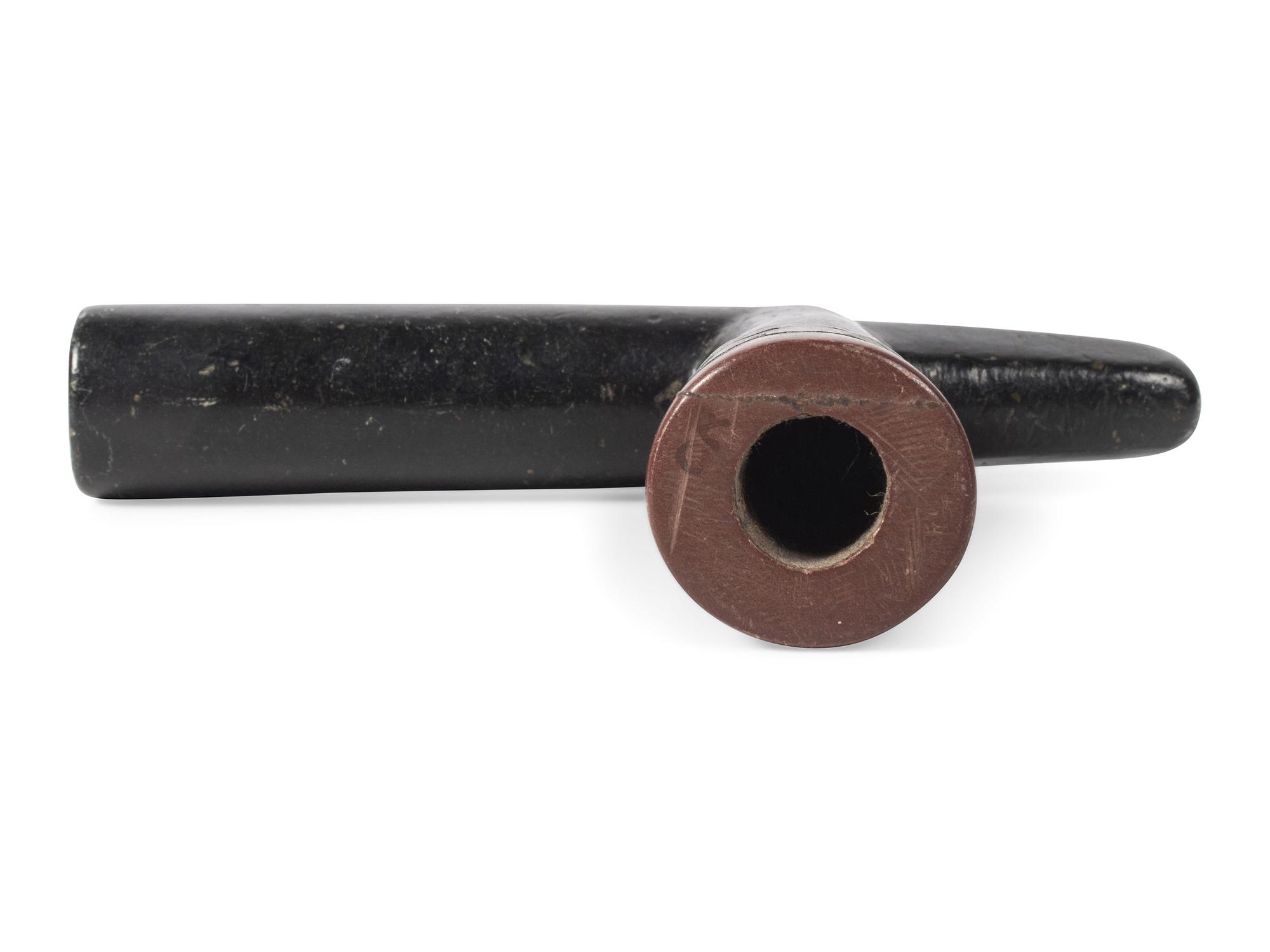 Great Lakes Steatite Pipe Bowl, with Catlinite and Lead Inlay