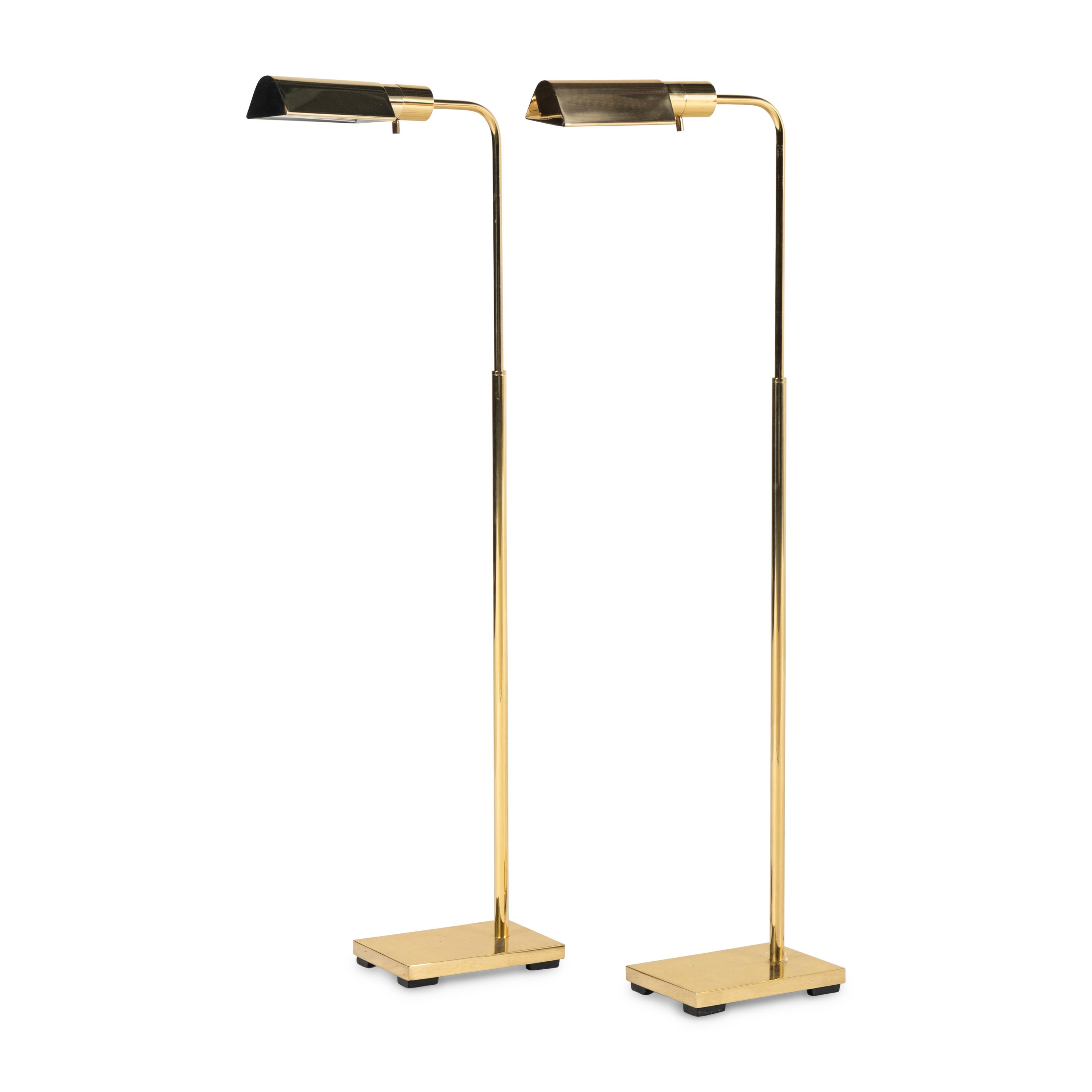 A Pair of Telescopic Brass Reading Lamps