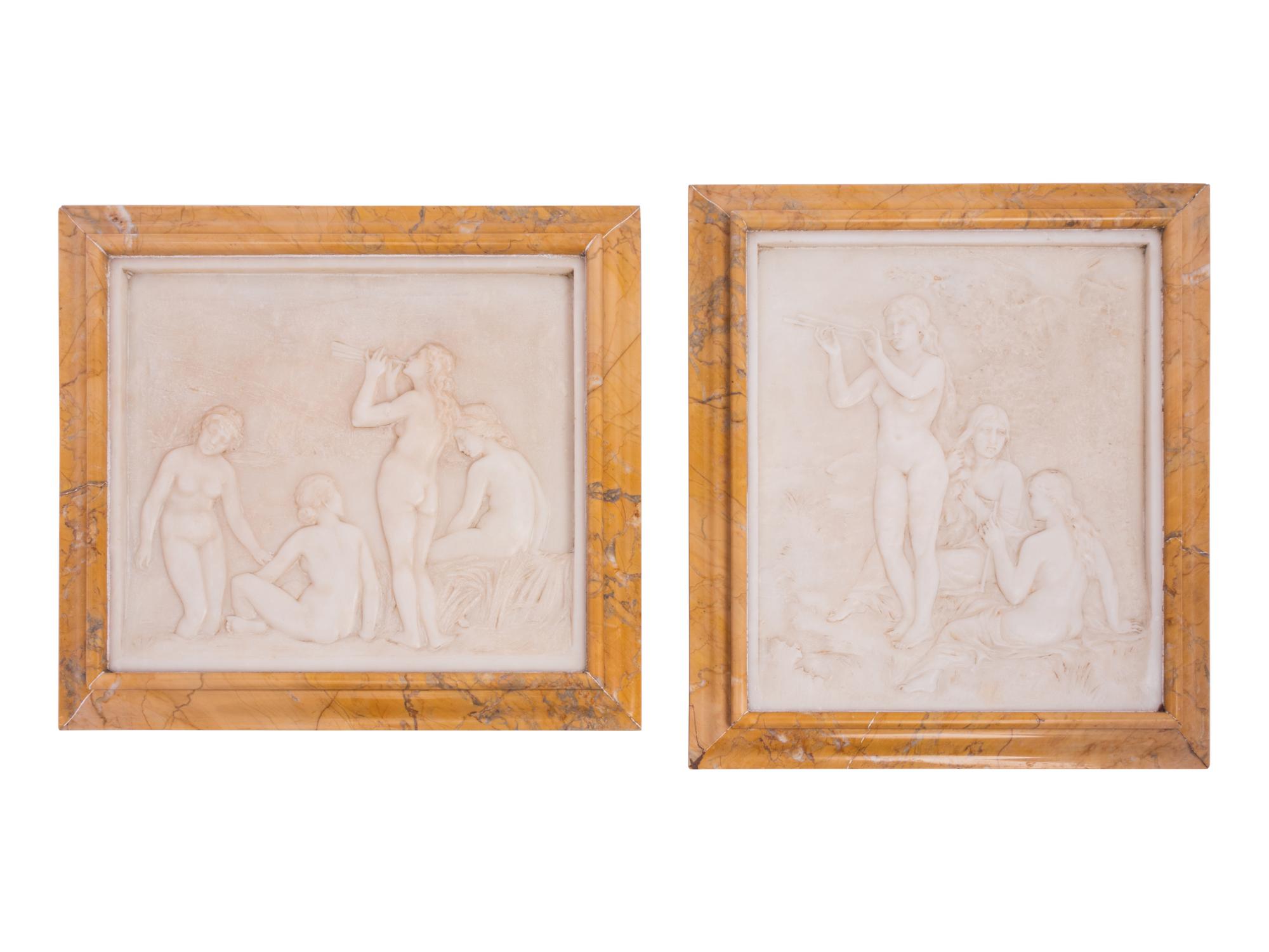 A Pair of Italian White Marble Relief Plaques
