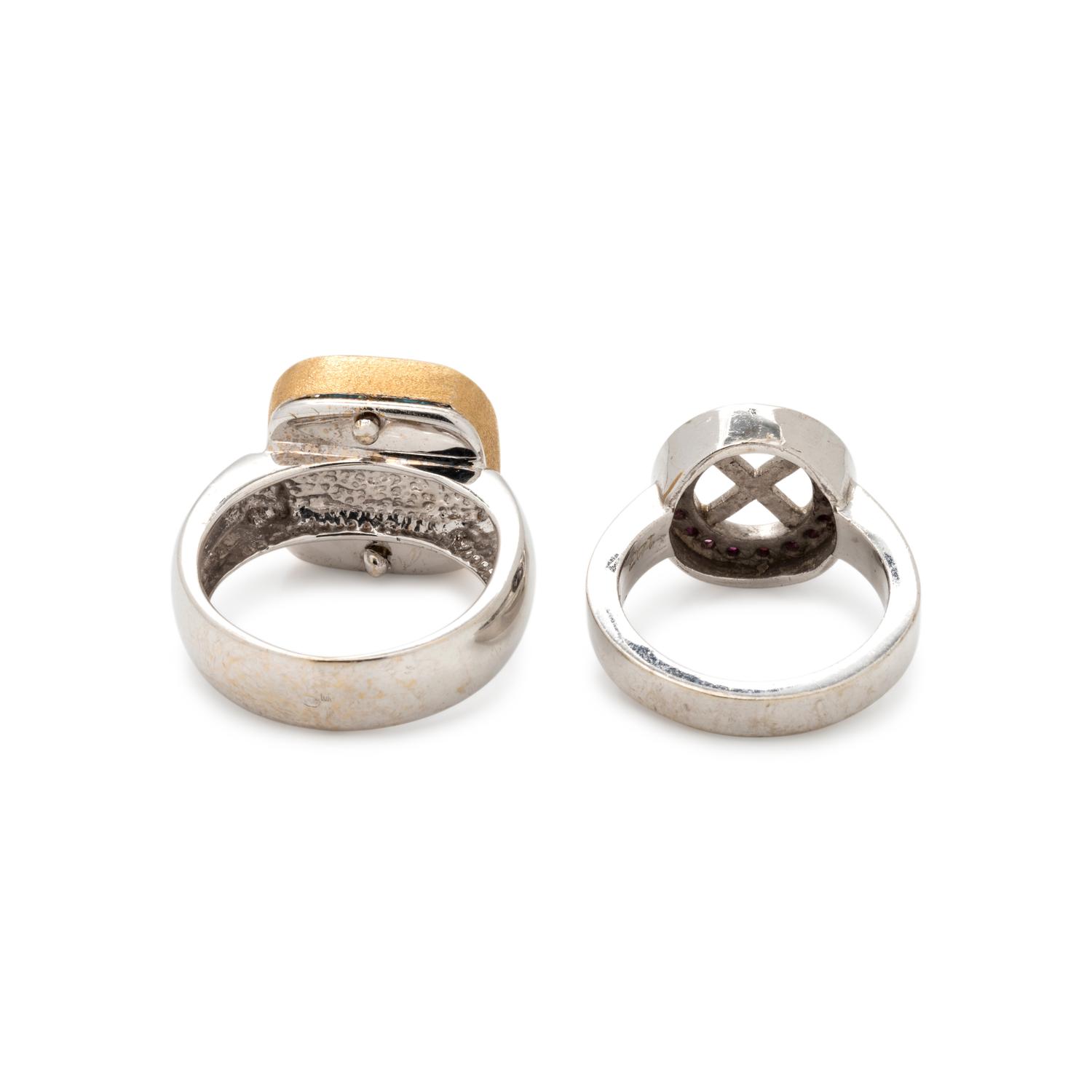COLLECTION OF BICOLOR GOLD AND GEMSTONE RINGS