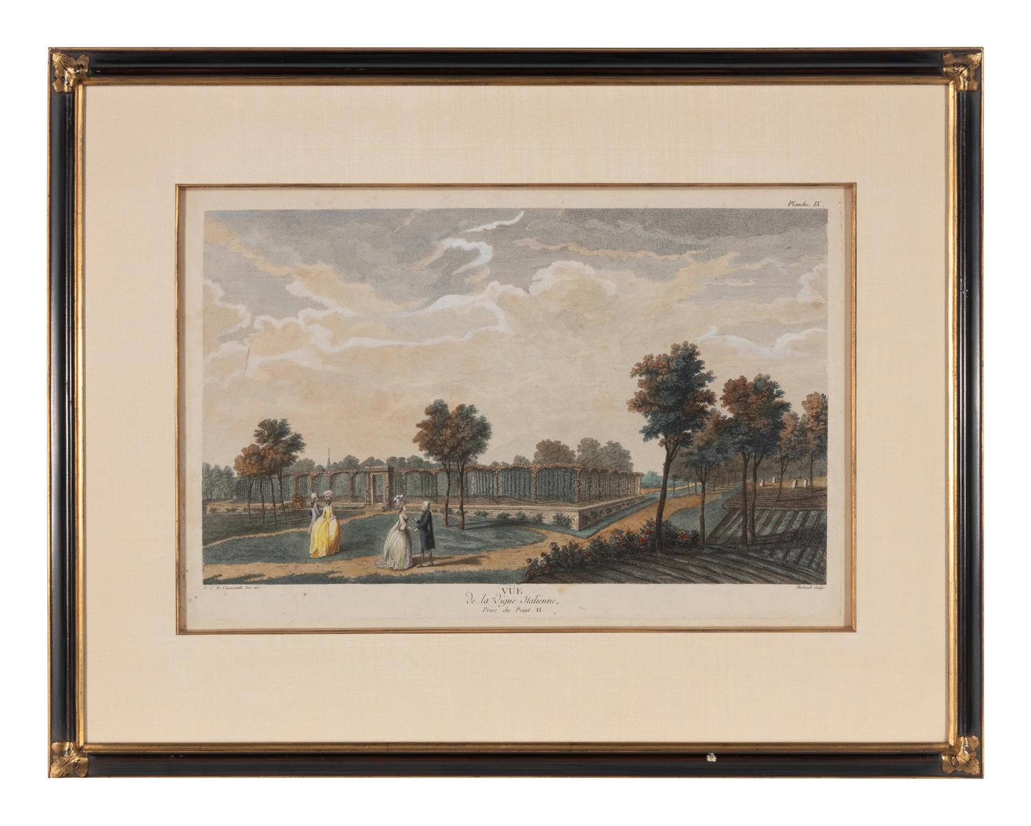 A Set of Six French Hand-Colored Engravings