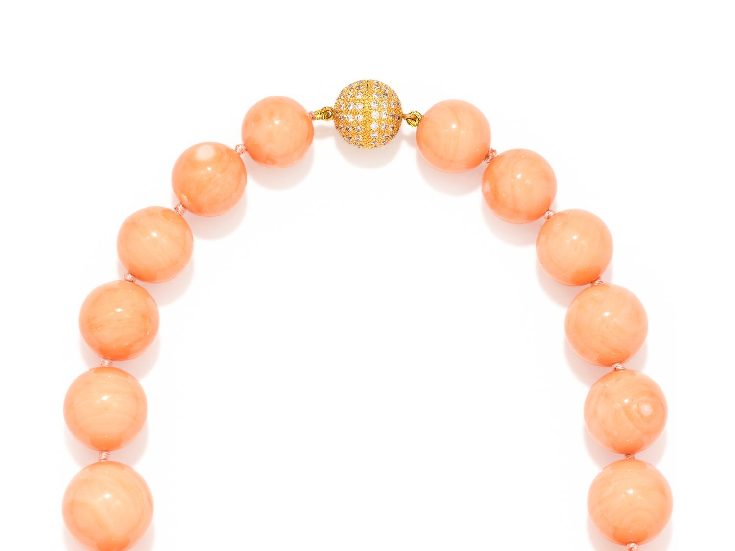 CORAL AND DIAMOND SET