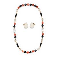 Two Bead Necklaces & Patricia Von Muslin Ear Clips