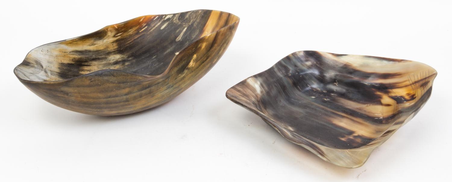 Two Faux Horn Vessels Length of longest 13 inches.