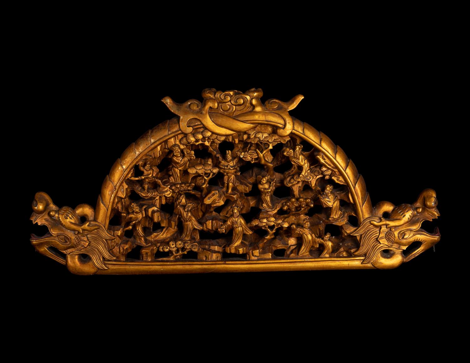 Two Chinese Gilt Wood Panels