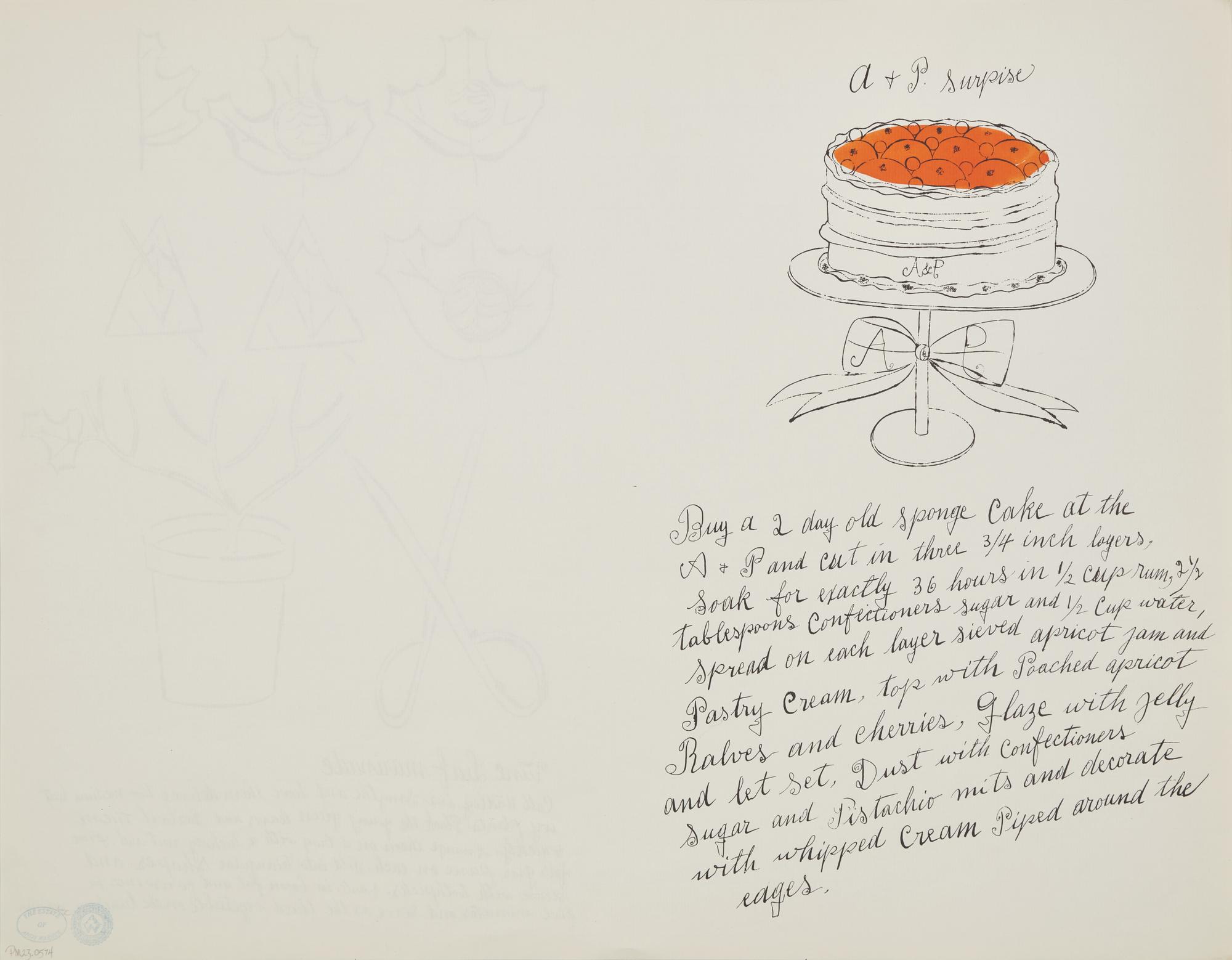 Andy Warhol (American, 1928-1987) — A + P Surprise (from Wild Raspberries ) 1959