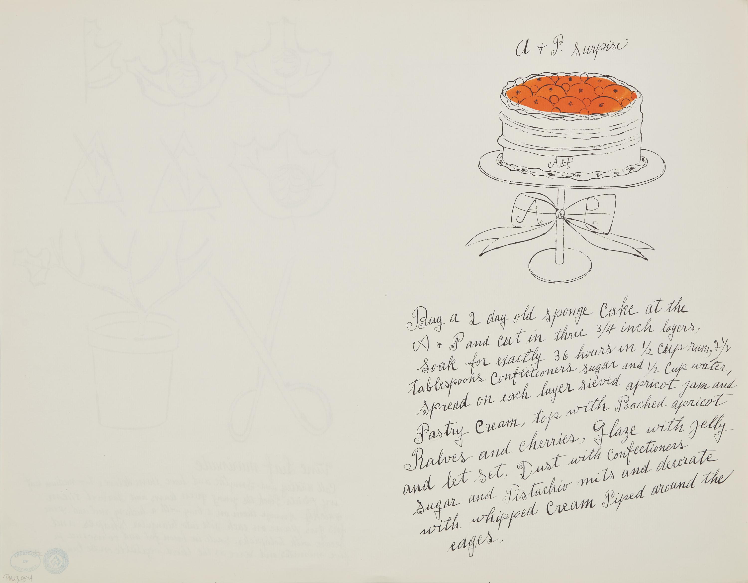 Andy Warhol (American, 1928-1987) — A + P Surprise (from Wild Raspberries ) 1959
